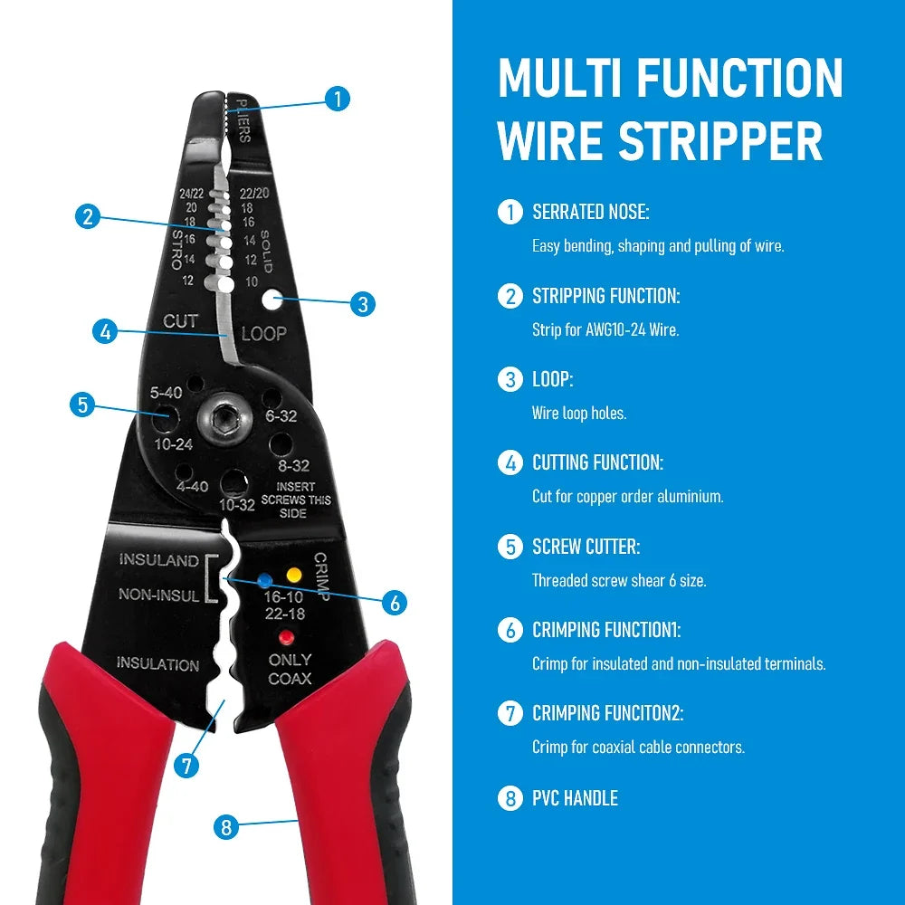 Wire Stripper Pliers Network Stripping Cutter Cable Wire Crimping Electrician Repair Tools Wire Stripper Tool hand tools